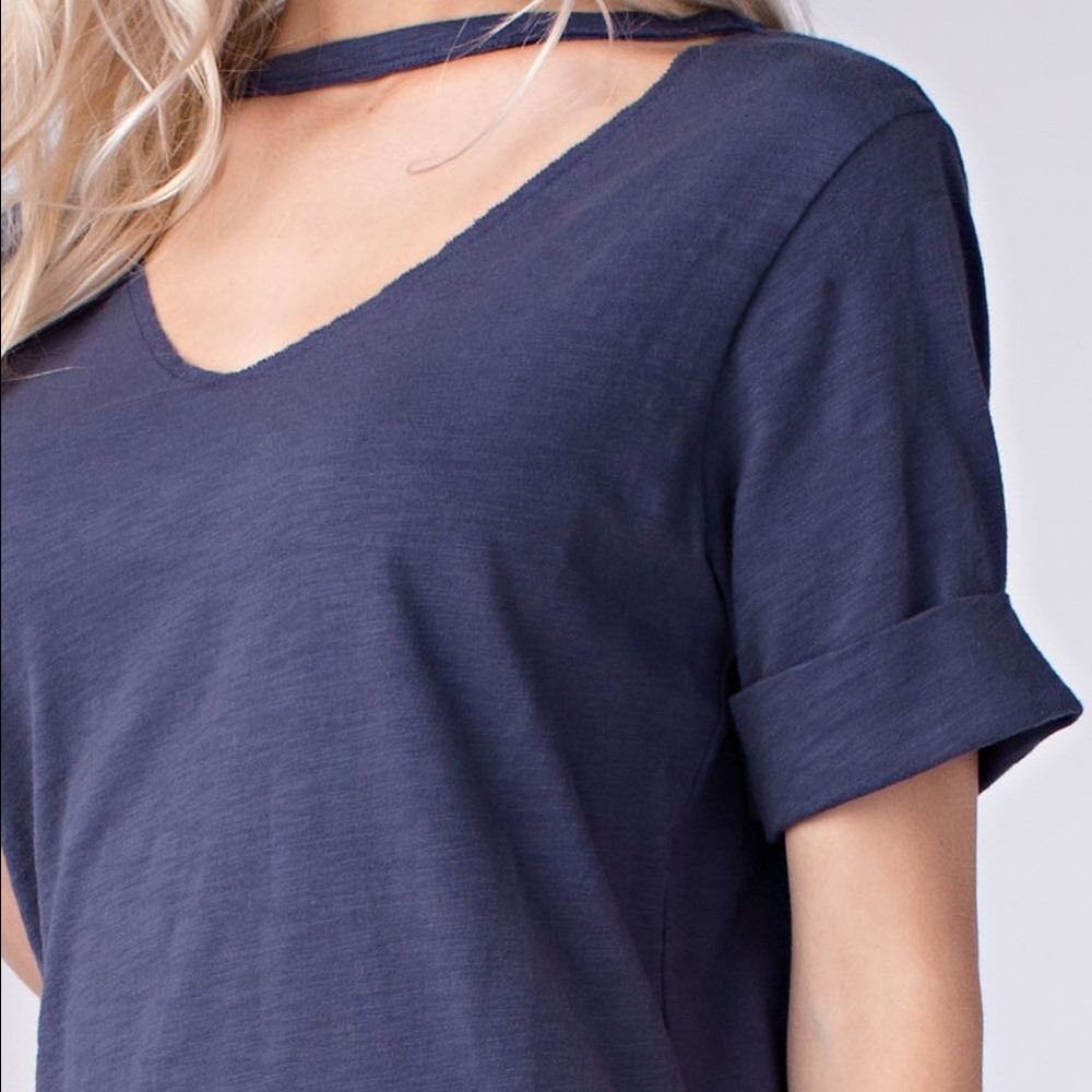 Blue Purple Cotton Casual T-shirt Dress - Picture 6 of 8